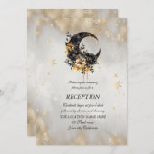 天の金ゴールド星花ムーン 招待状 (正面/裏面)