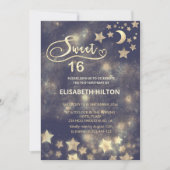 天の金ゴールド月と星のsweet sixteen 招待状 (正面)