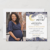 天の金ゴールド月の赤ちゃんシャワー写真の招待 招待状 (正面)