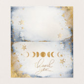 天の金ゴールド月、星の水色ありがとう 名刺 (外部フラット)