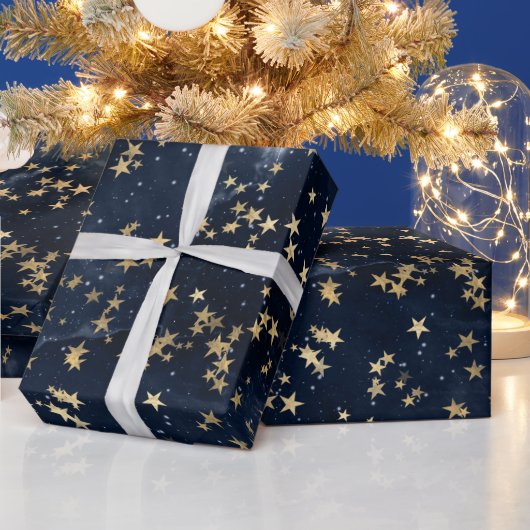 天の金星が紺色の銀河にきらめく ラッピングペーパー (クリスマス)