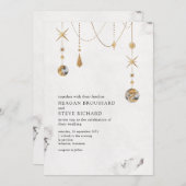 天の金星と月のウェディング招待状 招待状 (正面/裏面)