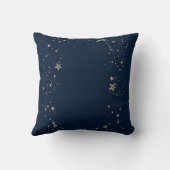 天の金色の太陽と月と星たち クッション (裏面)