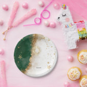 天の金色の太陽と月と星の緑 ペーパープレート (パーティー)