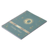 天の金色の太陽と月と星 ミントグリーン ノートブック (左側)