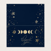 天の金色の月と星の感謝カード 名刺 (外部フラット)