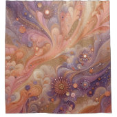 天の開花：スターダストと花びらの踊り シャワーカーテン (正面)