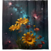 天の開花：天の川の下の花 シャワーカーテン (正面)