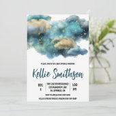 天の雲と星のベビー散水 招待状 (スタンド正面)