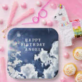 天の雲"ハッピーバースデー" "天使" ペーパープレート (パーティー)