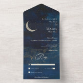 天の青い三日月結婚の夕食 オールインワン招待状 (内側)