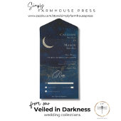 天の青い三日月結婚の夕食 オールインワン招待状