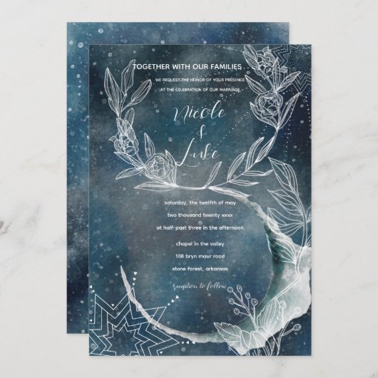 天の青い花の月 招待状 (正面/裏面)