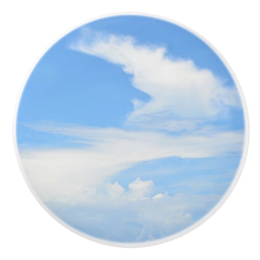 天の青と白ねじれが部分的に曇り セラミックノブ (正面)