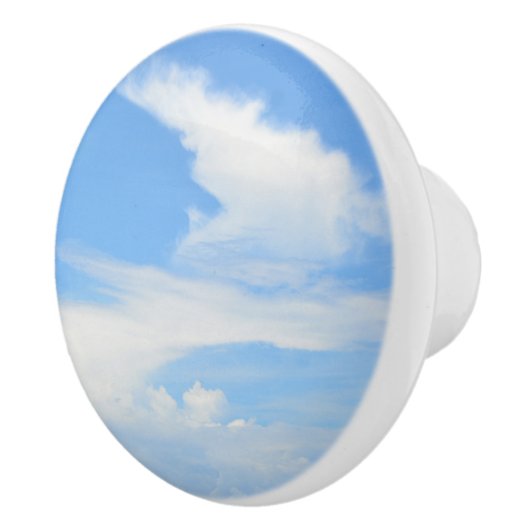 天の青と白ねじれが部分的に曇り セラミックノブ (右)