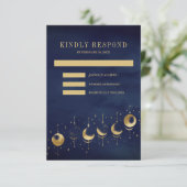 天の青金色三日月相ウェディング 出欠カード (スタンド正面)