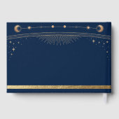 天の青金 太陽と月の星のウェディング ゲストブック (裏面)