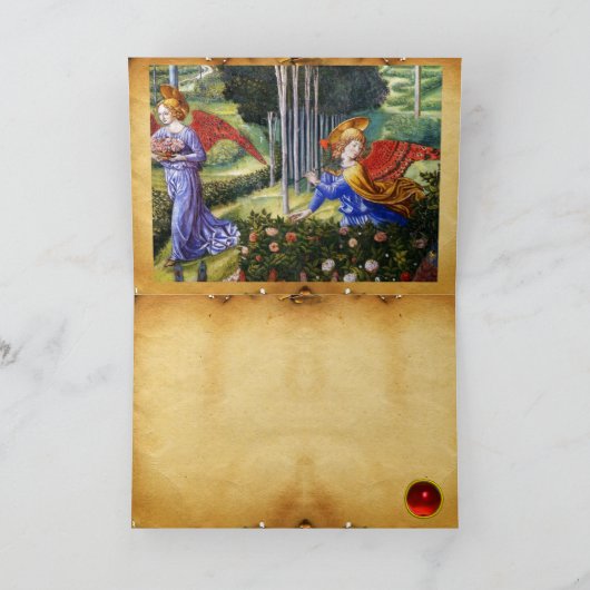 . .天の風景で花を集める天使 シーズンカード (内部)