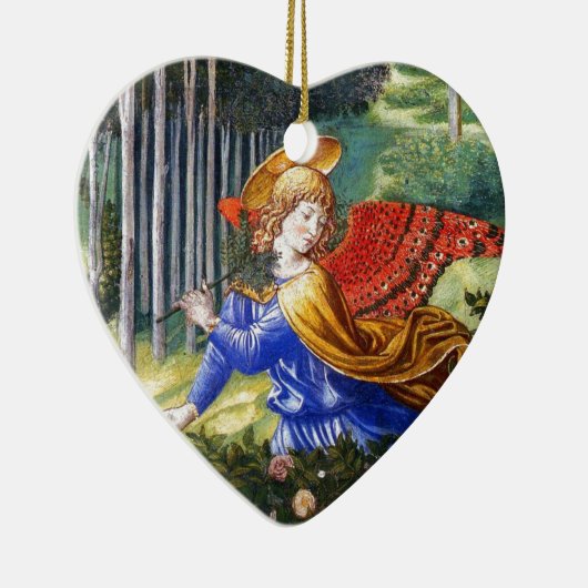 . .天の風景で花を集める天使 セラミックオーナメント (右)