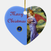 . .天の風景で花を集める天使 セラミックオーナメント (裏面)