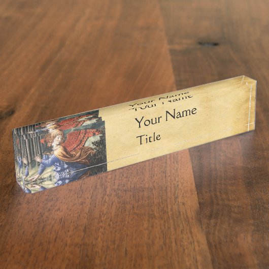 . .天の風景で花を集める天使 デスクネームプレート (側面)