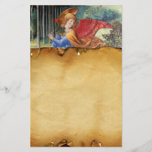 . .天の風景で花を集める天使 便箋 (正面)