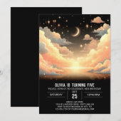 天の魔法の星空デジタル誕生日 招待状 (正面/裏面)