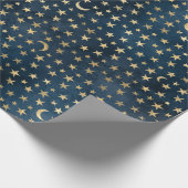 天の魔法の月と星のパターン ラッピングペーパー (角)