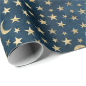 天の魔法の月と星のパターン ラッピングペーパー (ロールコーナー)