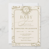 天の魔法の神秘的な月の星赤ちゃんシャワー 招待状 (正面)