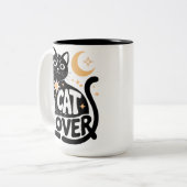 天の魔法 黒猫愛好家 デザイン ツートーンマグカップ (正面左)