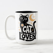 天の魔法 黒猫愛好家 デザイン ツートーンマグカップ (左)