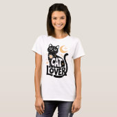 天の魔法 黒猫愛好家 デザイン Tシャツ (正面フル)