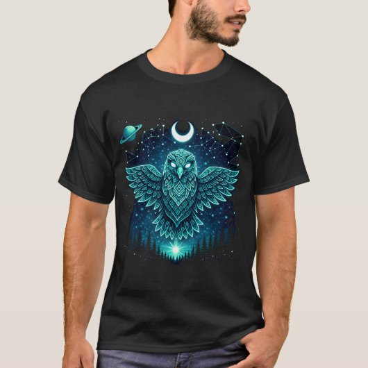 天の鷹 - 星の自由 ワイルドライフ ギャラクシー Tシャツ (正面)