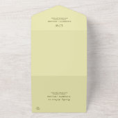 天の黄色のモノグラム結婚式のエレガントなフレーム オールインワン招待状 (外側)