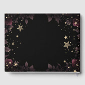 天の黄金の太陽、月、星、バラ 夜空 ゲストブック (裏面)