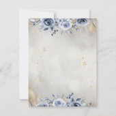 天の黄金の太陽、青い月、星、バラ 招待状 (裏面)