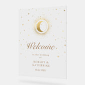 天の黄金の星月 アクリルサイン (傾斜)