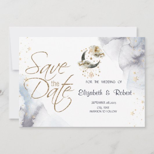 天の黄金の月と星 セーブザデート (正面)