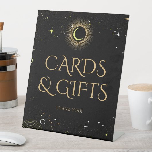 天の黒の神秘的なギフトカードのサイン結婚ズ 台座サイン (インサイチュ)