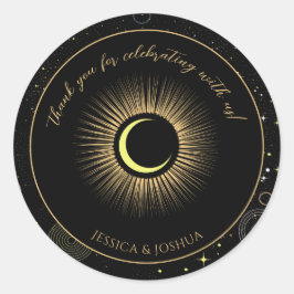 天の黒の神秘的なスターダスト ラウンドシール