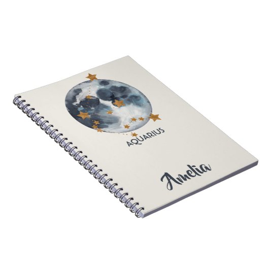 天の(占星術の)十二宮図の月はアクエリアスジャーナルを主演します ノートブック (右側)