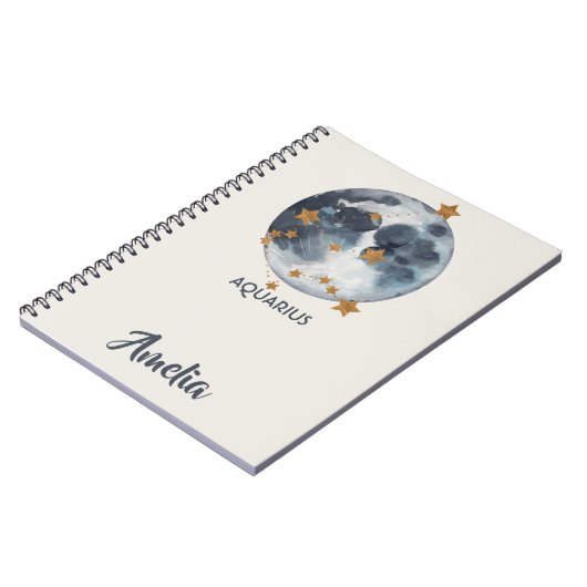 天の(占星術の)十二宮図の月はアクエリアスジャーナルを主演します ノートブック (左側)