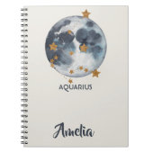 天の(占星術の)十二宮図の月はアクエリアスジャーナルを主演します ノートブック (正面)