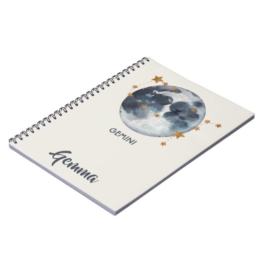 天の(占星術の)十二宮図の月はジェミニジャーナルを主演します ノートブック (左側)