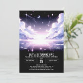 天エレガントかわいらし線デジタル誕生日 招待状 (スタンド正面)