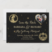 天エレガントの写真結婚式の日付カードを保存 セーブザデート (正面)