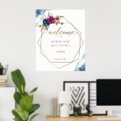 天エレガントの幾何結婚の歓迎サイン ポスター (ホームオフィス)