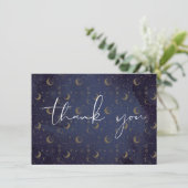 天エレガントの神秘的な星と月をスクリプト サンキューカード (スタンド正面)