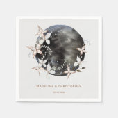 天エレガントの蝶が日付を保存結婚する スタンダードカクテルナプキン (正面)